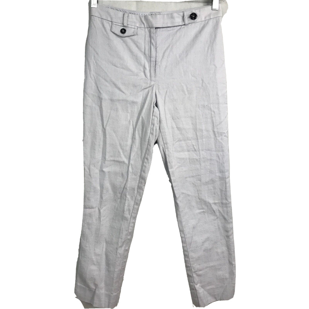 Anthropologie The Essential Slim Pants  Womens Sz 4 Blue Linen Trousers‎ Pants